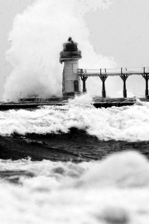 Don Campbell / H-P staff
Waves hit the North Pier in St. Joseph, Mich., during Tuesday afternoon's stormy conditions.
