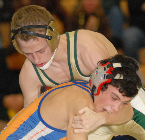 Don Campbell / H-P staff
Coloma's Matt Thomas works against Edwardsburg's Caleb Watson during their 119 pound championship match Saturday, February 6, 2010, during the Lakeland Conference meet held at