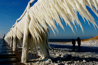 Don Campbell / H-P staff
Layers of ice coat the North Pier Tuesday, December 25, 2007.