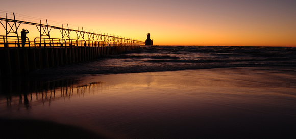 The sun sets on the St. Joseph Lighthouse October 1, 2011.